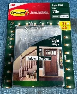 lot 4017 image: 3M Command IndoorOutdoor Light Clips - 36 Pack - Retail $16