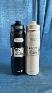 lot 4023 image: Ello Flip & Fill Water Bottles Set - Black and White - Retail $22