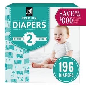 lot 5002 image: Members Mark Premium Baby Diapers, Size 2 - 196 ct. (12 - 18 lbs.) - Retail $77