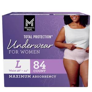 lot 5005 image: Members Mark Total Protection Underwear for Women, Large - 84 ct.