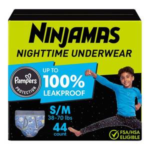 lot 5016 image: Pampers Ninjamas Nighttime Boys Underwear - Size SM - 44ct