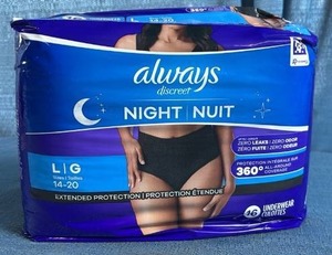 lot 5023 image: Always Discreet Night Underwear Size L, 16 Count