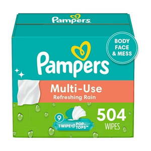 lot 5029 image: Pampers Multi-Use Body Face and Mess Wipes, Refreshing Rain - 504ct