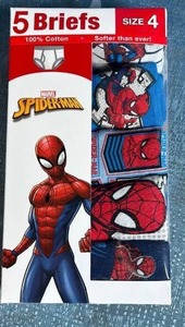 lot 5031 image: Handcraft Boys Marvel Spider-Man 5pk Briefs Underwear - Size 4, 100% Cotton
