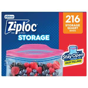 lot 6025 image: Ziploc Storage Quart Bags with Grip  n Seal Technology  216 Count