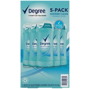 lot 6027 image: Degree Antiperspirant Deodorant Shower Clean 2.6 Ounce (Pack of 5)