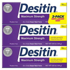 lot 6054 image: Desitin Maximum Strength Zinc Oxide Diaper Rash Paste  4.8 oz  3 Pack