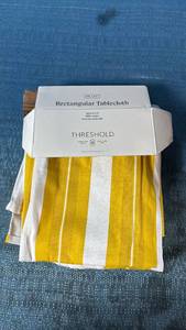 lot 7000 image: Threshold Yellow Striped Cotton Tablecloth 60x84