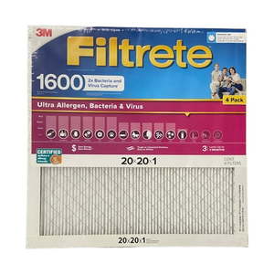 lot 7035 image: Filtrete Ultra Allergen 2X Bacteria & Virus Filter (1600 MPR)  20x20x1 (4 Pack)