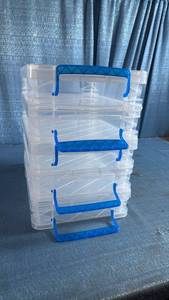 lot 7037 image: Clear Storage Container Set with Blue Handles