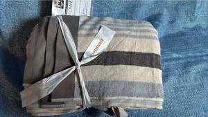 lot 7082 image: Members Mark Sand Friend Striped Bath Towel