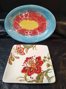lot 210 image: Better Homes & Gardens Serving Platter and Ceramic Hand Painted Platter