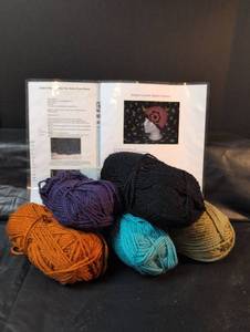 lot 222 image: Crochet Beanie Pattern Kit with Yarn Bundle