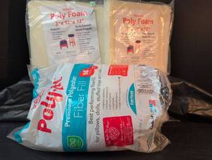 lot 225 image: Premium Poly-Fil Polyester Fiber Fill Bundle with Foam Sheets