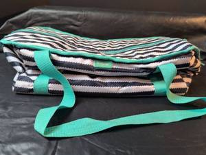 lot 241 image: Thirty-One Zebra Print Storage Bag with Mint Trim