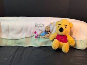 lot 243 image: Disney Winnie the Pooh Plush with Embroidered Baby Blanket