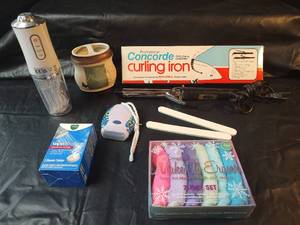 lot 275 image: NIP Concorde Professional Curling Iron, New Rechargeable Dental Flosser, Battery Operated Shaver and More