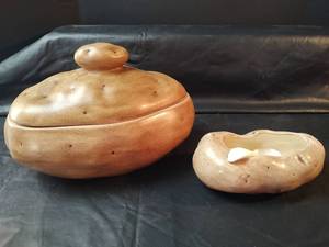 lot 344 image: Ceramic Potato with Lid and Small Potato with Ceramic Serving Soon
