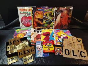 lot 384 image: Mixed Brass Letter Stencils, Paper Stencils and Childrens Coloring Books Collection