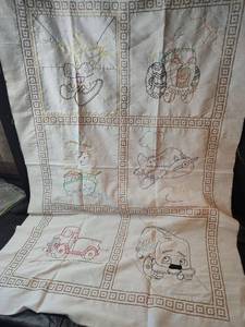 lot 407 image: Hand Embroidered Baby Quilt Top