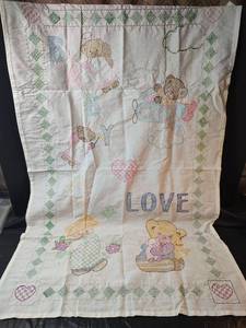 lot 412 image: Handcrafted Baby Bear Cross Stitch Topper