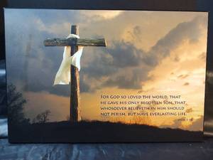 lot 451 image: John 316 Scripture Canvas Wall Art, 18 x 12