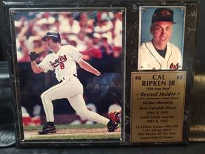 lot 457 image: Cal Ripken Jr Baltimore Orioles Commemorative Display, 12 x 15