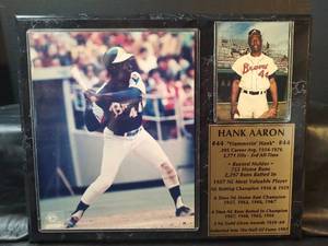 lot 460 image: Hank Aaron Career Highlight Display Plaque, 15 x 12