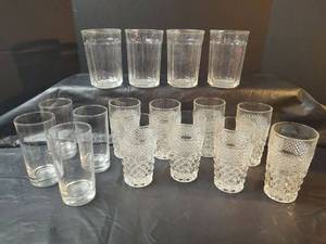 lot 474 image: Assorted Clear Glass Tumblers, Diamond Pattern, Panel and Smooth