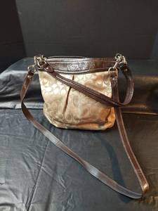 lot 546 image: Coach Signature Bag with Brown Leather Trim