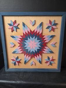 lot 639 image: Handcrafted Barn Quilt Star Wall Art