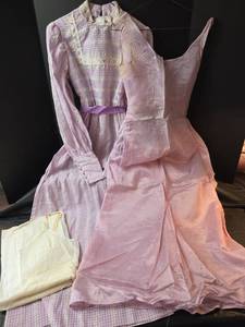 lot 651 image: 1970s Gunne Sax Style Lavender Gingham Prairie Dresses and Slip