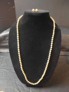 lot 699 image: Monet Pearl Necklace and Earring Set with Gold Clasp