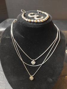 lot 705 image: Brighton Silver Heart Charm Necklace and Earrings and More