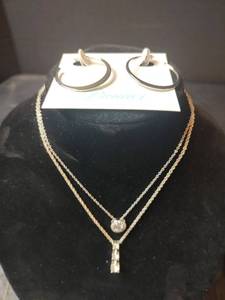 lot 707 image: Premier Designs Crystal Necklace, Silvertone Necklace and Hoop Earrings