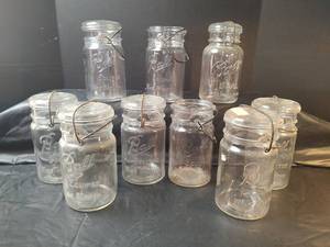 lot 742 image: Ball Eclipse Wide Mouth Glass Canning Jars with Lids and Wire Bails