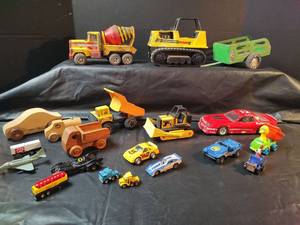 lot 844 image: Mixed Toy Vehicle Collection - Metal, Wood and Plastic