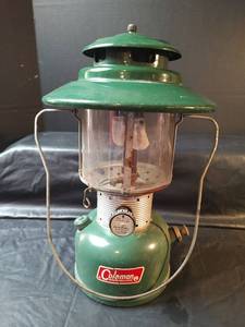 lot 853 image: Coleman Model 228F Green Camping Lantern, Marked 170 on Bottom