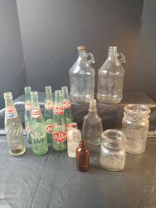 lot 896 image: Vintage Mixed Lot of Glass Bottles and Collectibles