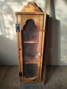 lot 1029 image: Wooden Display Cabinet with Wire Mesh Door, 41 tall x 5 deep x 11 wide