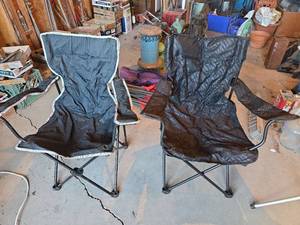 lot 1574 image: 2 Black Folding Camping Chairs