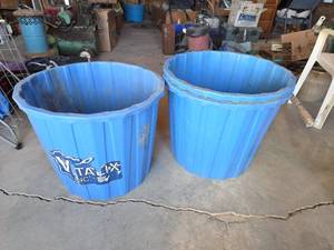 lot 1580 image: 3 Large Blue Industrial Storage Containers