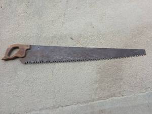 lot 1620 image: Traditional Antique Wooden Handle Hand Saw