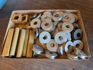 lot 2075 image: Industrial Metal Bobbins and Spindle Parts