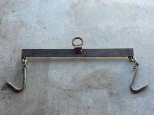 lot 2098 image: Industrial Steel Meat Hook with Mounting Bar