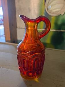 lot 2108 image: Amberina Glass Cruet with Paneled Design