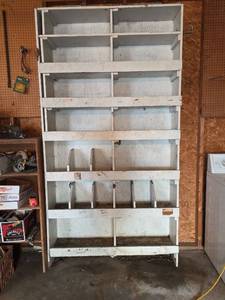 lot 2133 image: 8ft White Wooden Sorting Cabinet