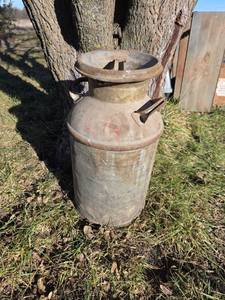 lot 3019 image: Old Metal Dairy Milk Can with Lid