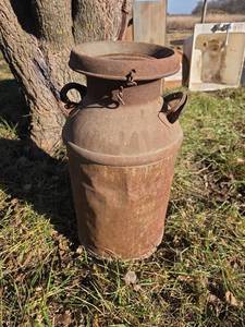 lot 3021 image: Old Metal Milk Can with Lid