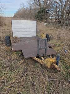 lot 3051 image: Heavy Duty Trailer withvRamp with Diamond Plate Surface- may need new tires to move